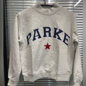 Parker Men's Gray Crewneck Sweater with Blue and Red Accents